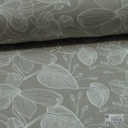 [VE-A4551-006] Viscose White Flowers on Taupe