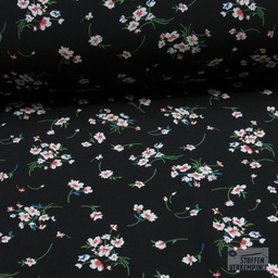 [VE-A4554-002] Polyester Stretch Mini Flowers Black