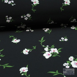 [VE-A4555-001] Polyester Stretch Bloesems Black/Green