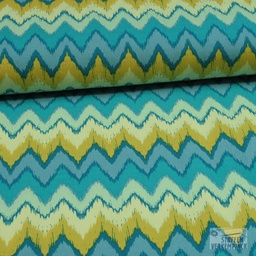 [KI-19594-307] Poplin Stretch Zigzag Geel/Jade