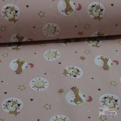 [DO-BLOUBDBJO-2B] Katoen Print Bloubi Licht Rose