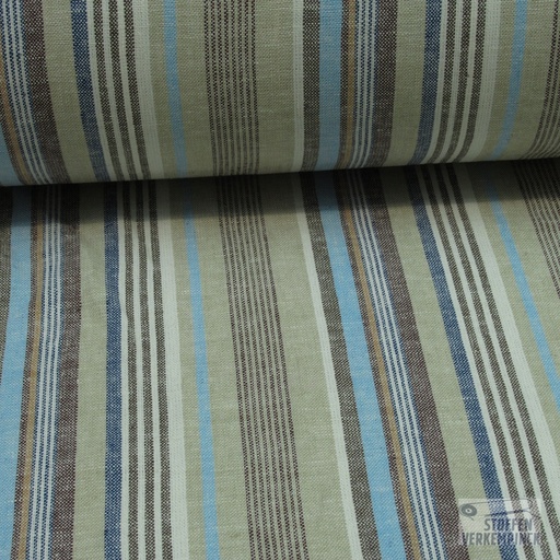 [BEW-1024] Linnen Vertikale streep Blauw/Beige