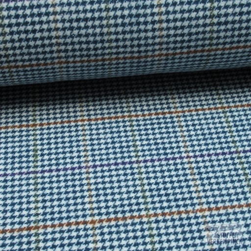 [ZA-903043-08] Mantelstof Prince de Galles Blauw