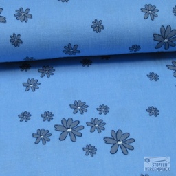 [MU-5253-1305] Double Gauze Dreamy Flowers Blauw
