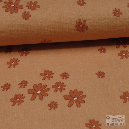 [MU-5253-1614] Double Gauze Dreamy Flowers Oranje