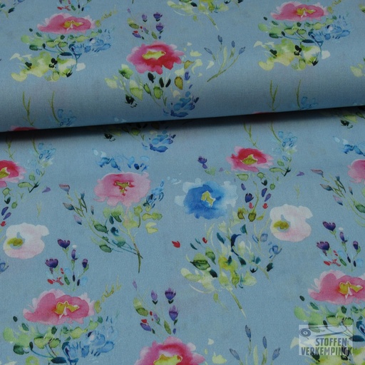 [MU-6019-1201] Popeline Digital Ruikertjes Blauw