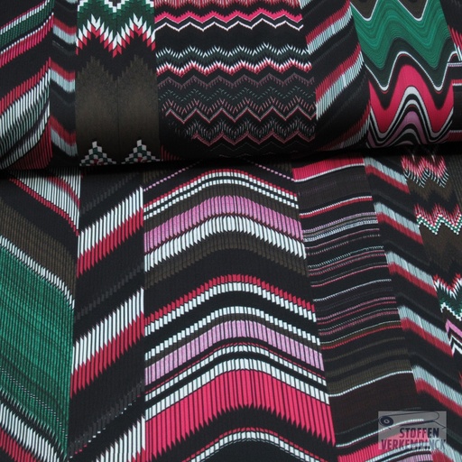 [HE-209550-0004] Satijn Digital Etno Fuchsia/Groen