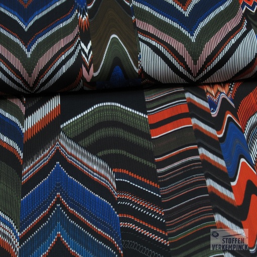 [HE-209550-0003] Satijn Digital Etno Oranje/Blauw