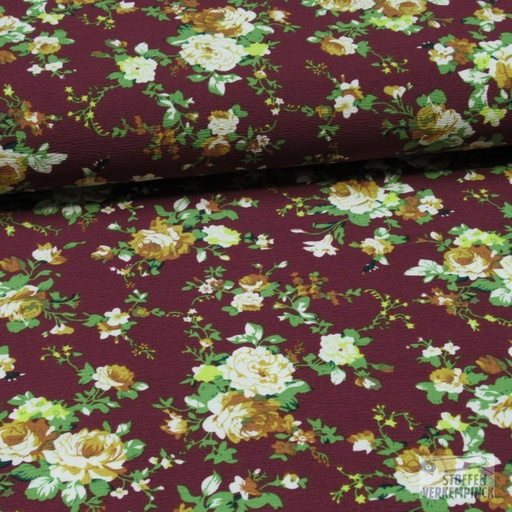 [NO-20086-019] Polyester Bi-stretch Roosjes Bordeaux
