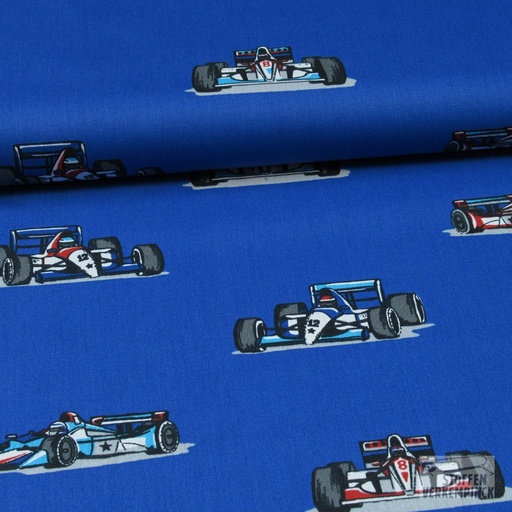 [VE-06041-001] Poplin Racing Cars Blauw