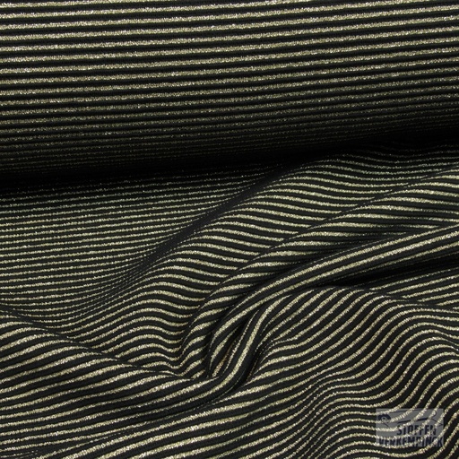 [VE-04340-001] Jersey Lurex Stripe Zwart