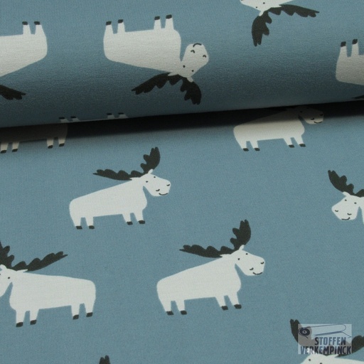 [VE-06241-003] Jersey Katoen Eland Oud Blauw
