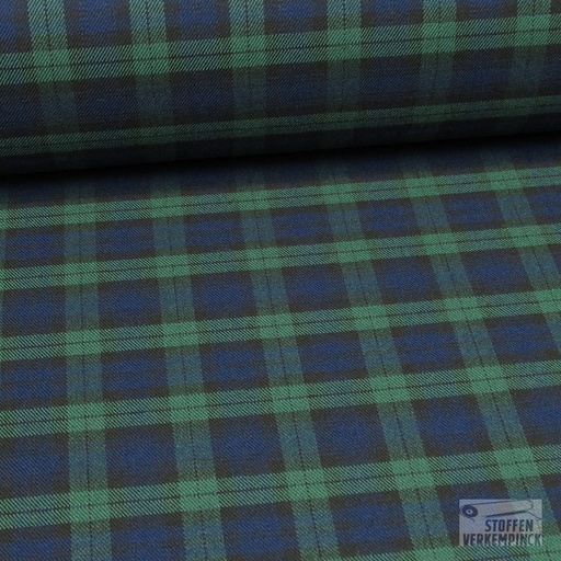 [VE-03036-014] Stretch Tartan Small Check Black, Blue,Green