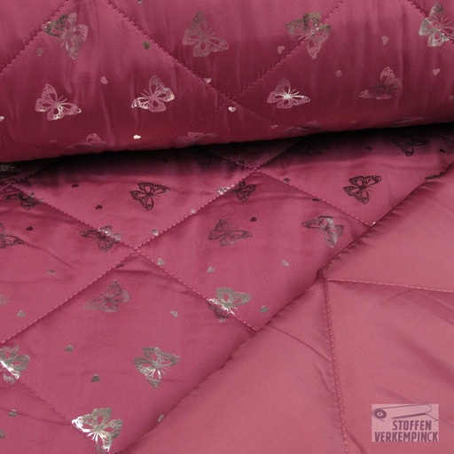 [VE-04357-001] Matelassé Zilveren Vlinder Donker Rose