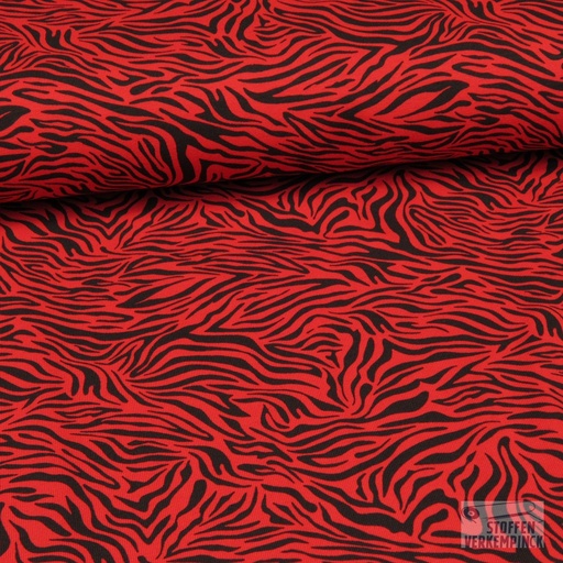 [POL-443042-92] Jersey Katoen Zebra Rood/Zwart
