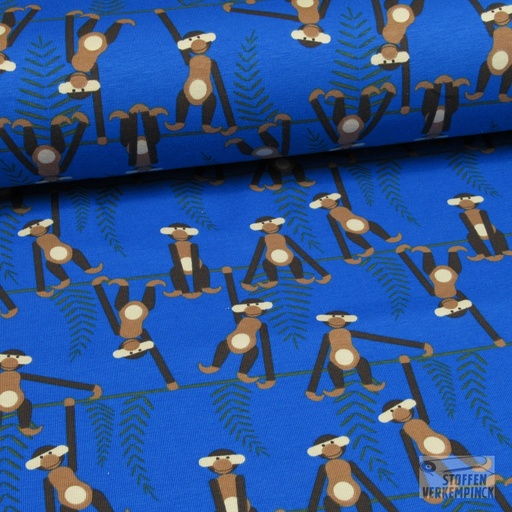 [POL-443045-21] Jersey Katoen Aapjes Blauw