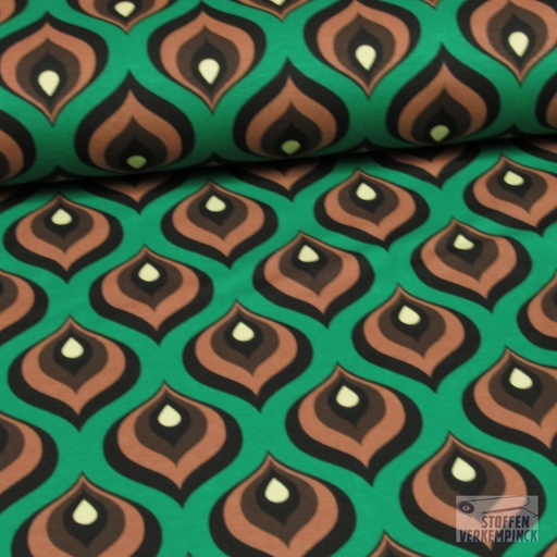 [POL-443052-91] Jersey Katoen Retro Vlam Groen/Bruin
