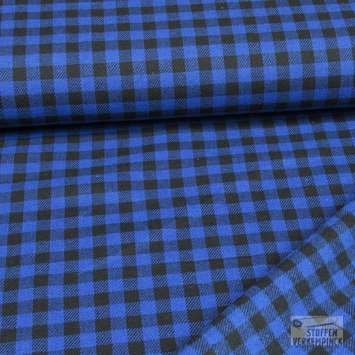 [POL-410079-17] Katoen Brushed Ruit 8mm. Zwart/Blauw