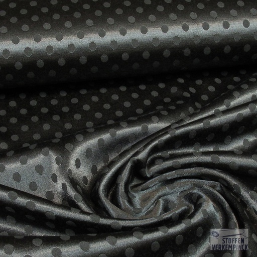 [POL-411016-999] Satijn Stretch Jacquard Dots Zwart