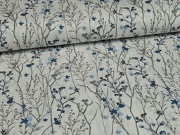 [kv-S1149R-183449] Poplin Bedrukt Mille Fleurs Snoozy Fabrics (Oud Blauw)