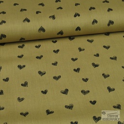 [KV-S1155R-183671] Poplin Bedrukt Getekend Hart Snoozy Fabrics (Camel)