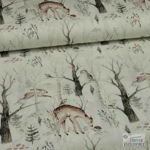 [KV-S1279R-185998] Poplin Digitaal Bedrukt Mix Clay Snoozy Fabrics (Design D)