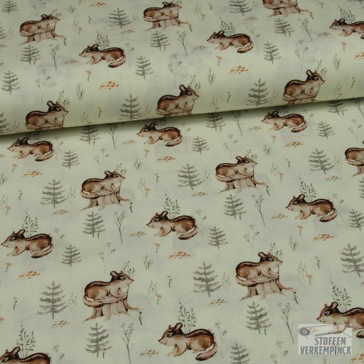 [KV-S1279R-185996] Poplin Digitaal Bedrukt Mix Clay Snoozy Fabrics (Design B)