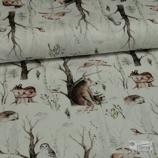 [KV-S1257R-185835] Poplin Digitaal Bedrukt Mix Flint Snoozy Fabrics (Beer)