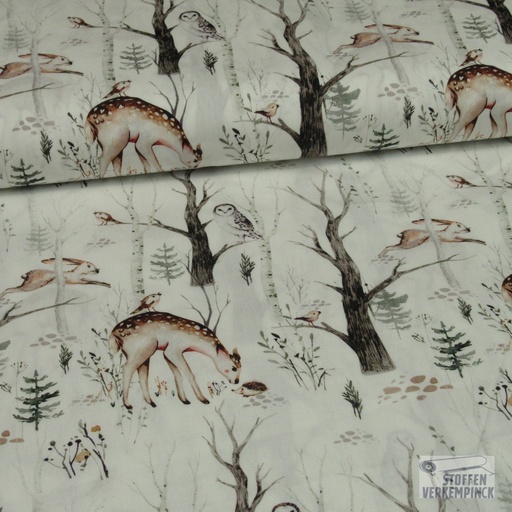 [KV-S1257R-185836] Poplin Digitaal Bedrukt Mix Flint Snoozy Fabrics (Hert)