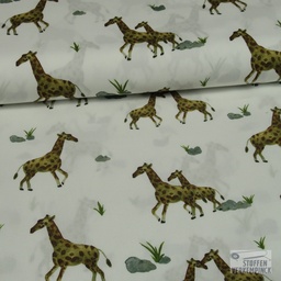 [KV-S1237R-185665] Poplin Digitaal Bedrukt Mix Aspen Snoozy Fabrics (Giraffen)