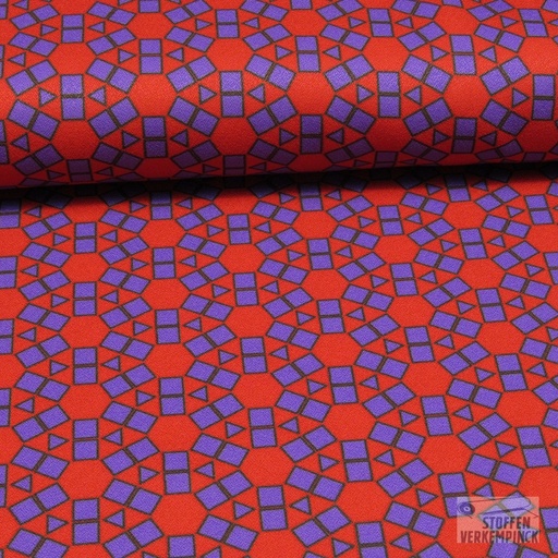 [BI-211135-11] Crêpe Stretch Grafisch Dessin Rood/Paars