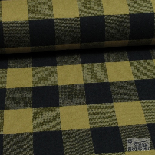 [EDI-0202450] Flanelle Ruit 4 cm. Camel/Zwart