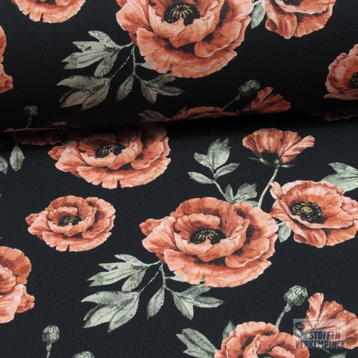 [VE-09876-002] Canvas Digital Poppies Black