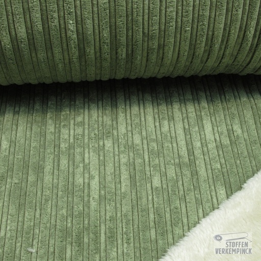[KI-20104-215] Ribvelour met Teddy Cofur Mosgroen