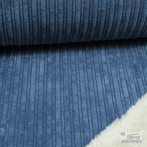[KI-20104-690] Ribvelour met Teddy Cofur Jeansblauw