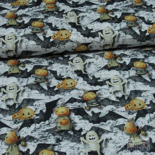 [MC-popeline hallow23-7001] Katoen Bio Mummy en Pompoen