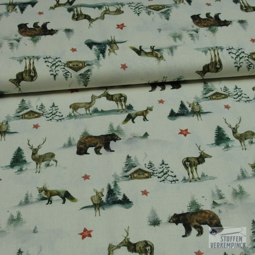 [MC-poplin russet-7004] Katoen Bio Kerst Pooldieren Ecru