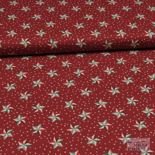 [MC-poplin nevada-7009] Katoen Bio Kerst Geo-sterren Terra