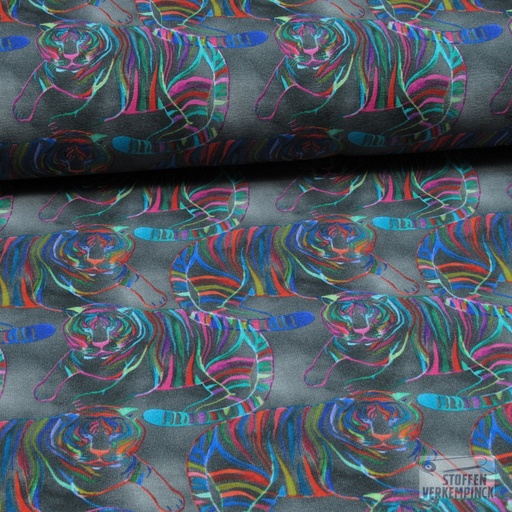[ST-22925-16] Jersey Digital Kleurrijke Tijger - Grijs