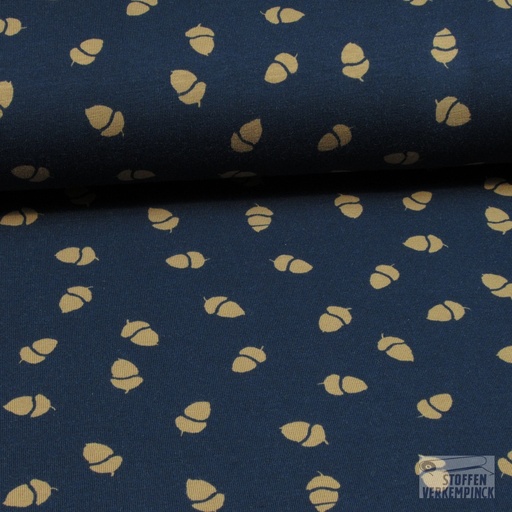 [QT-K1084-980] Jersey Katoen Hazelnoot Navy