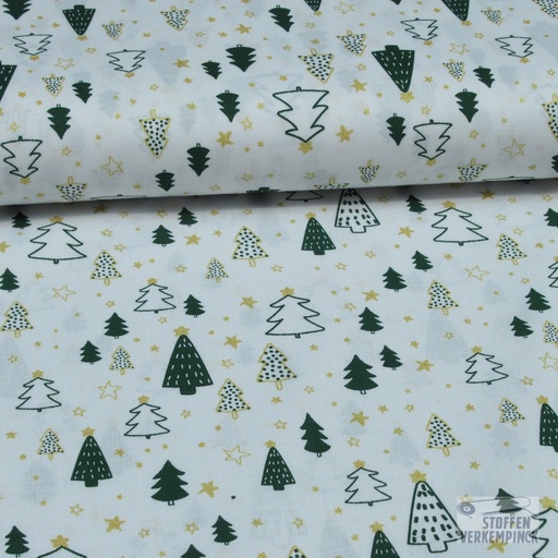 [MU-5384-151] Katoen Kerstbomen Wit