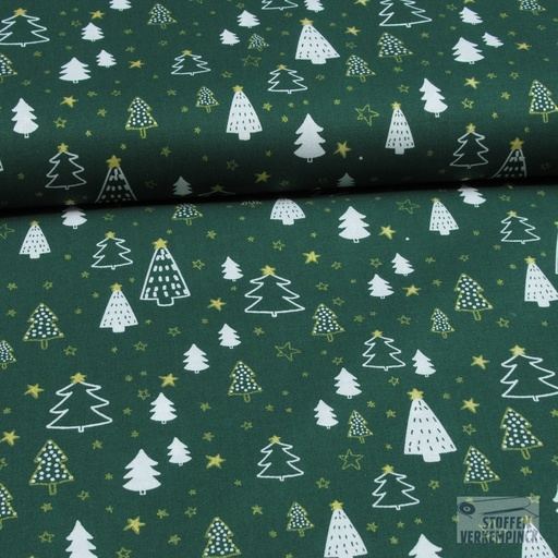 [MU-5384-827] Kerststof Foil Kerstbomen Groen