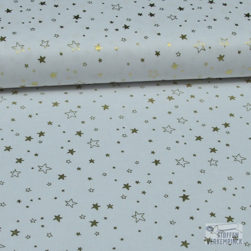 [MU-5385-151] Kerststerretjes Katoen Foil Wit