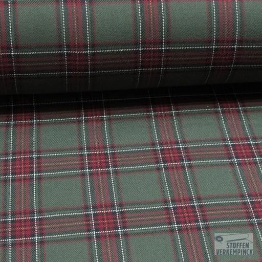 [MC-ESCOCES-7029] Stretch Schotse Ruit Mosgroen/Bordeaux