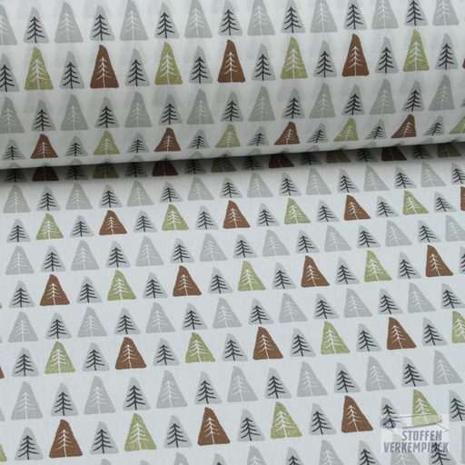 [DO-Nopi-5B] Katoen Kerstbomen Licht Grijs/Hazel/Goud