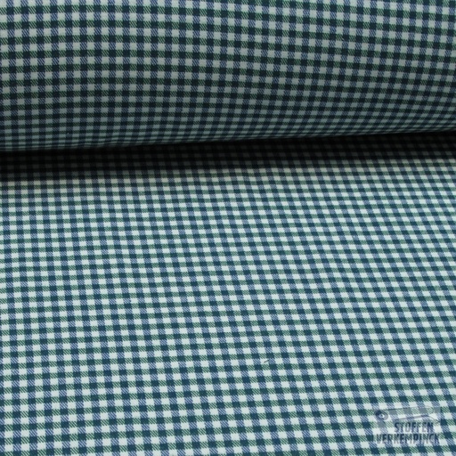 [BEW-1040-1] Flanel Katoen Klein Ruitje 3,5mm.  Groen/Marine