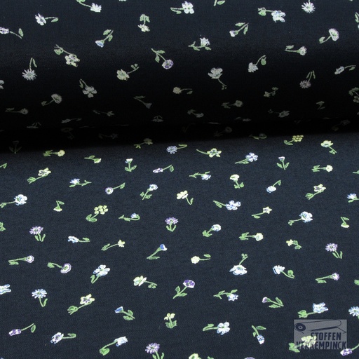 [BEW-1049] Viscose Navy met klein bloempje VERLAAGDE PRIJS