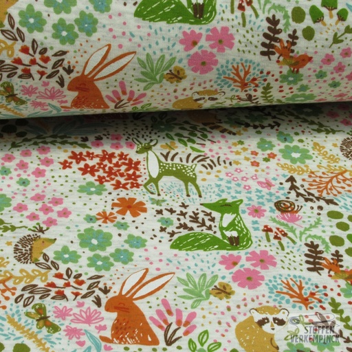[KI-20058-020] Alpenfleece Forest Animals Green