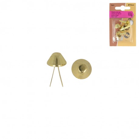 [ME-0294-100] Bodemnagels tassen 4 st 15 mm goud