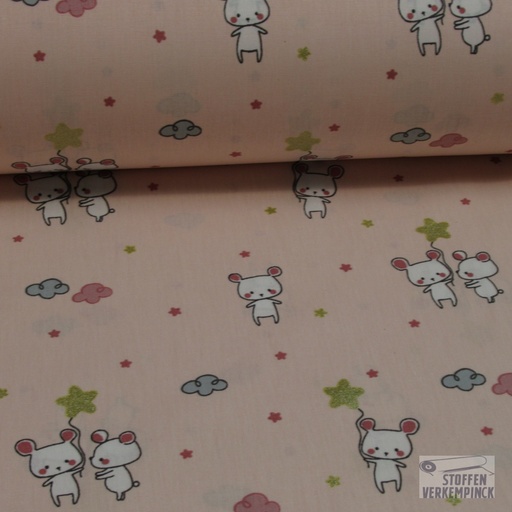 [VE-B5664-005] Poplin Glitter Sweet Mouse Licht Zalm